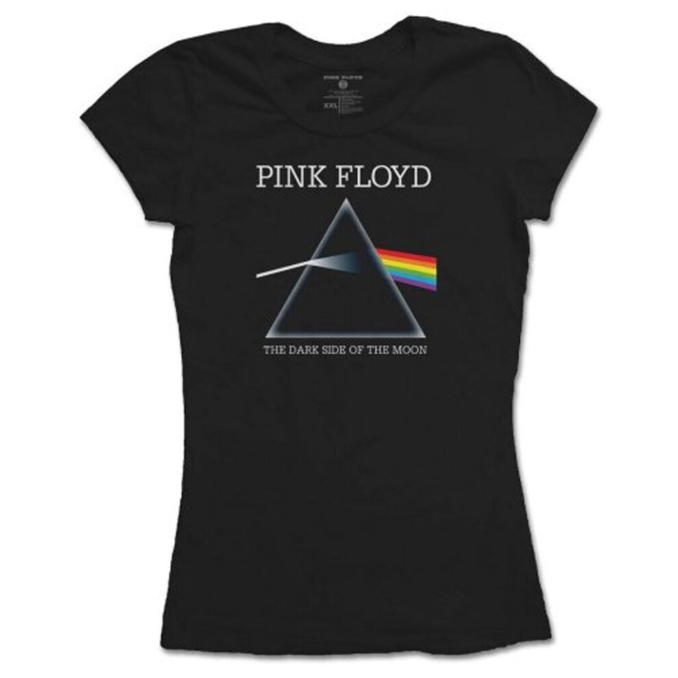 (Large) Pink Floyd 'Dark Side Of The Moon Refract' (Black) Womens Fitted T-Shirt