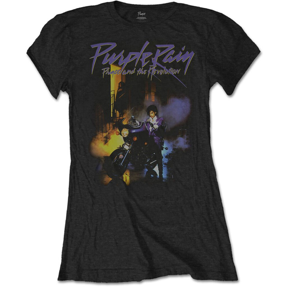 (X-Large) Prince 'Purple Rain' (Black) Womens Fitted T-Shirt