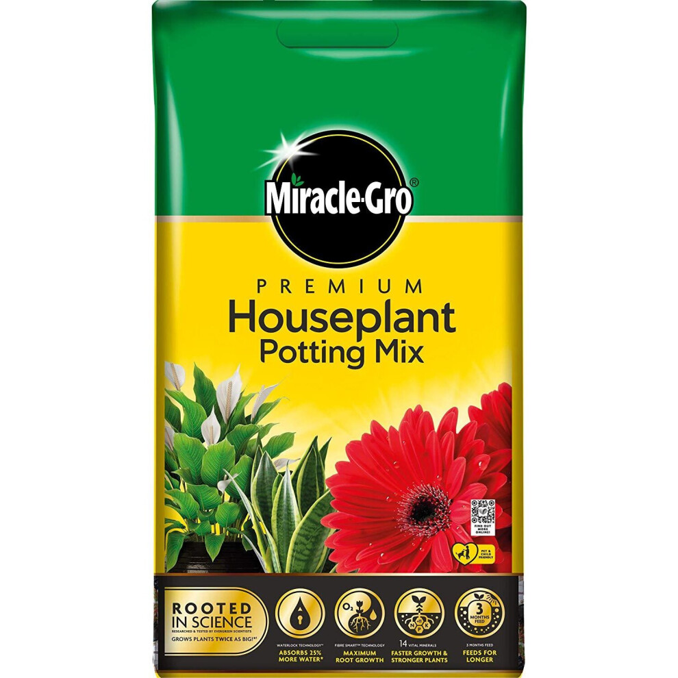 Miracle Gro Premium Houseplant Potting Mix Compost With Vital Minerals 10L Bag