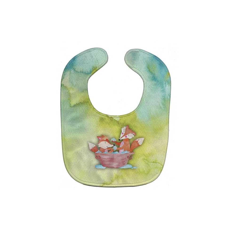Foxes Bathing Watercolor Baby Bib Stationx