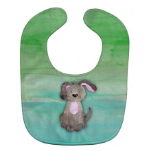 Dog Teal and Green Watercolor Baby Bib