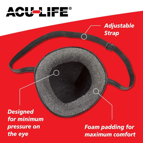Acu-life Eye Patch, Black | Protects and Blocks Light | Adjustable for Kids and Adults 2