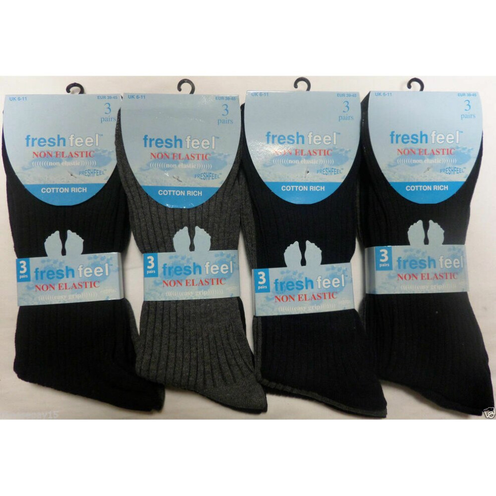 (12 PAIRS) MEN NON ELASTIC DIABETIC SOCKS DARK COLOUR