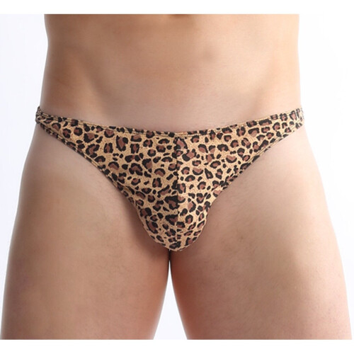 MENS LEOPARD ANIMAL POSING POUCH G-STRING THONG BRIEF FUN NOVELTY