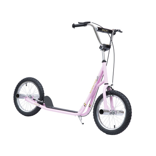 HOMCOM Children's Pink Push Scooter | Ride-On Bike