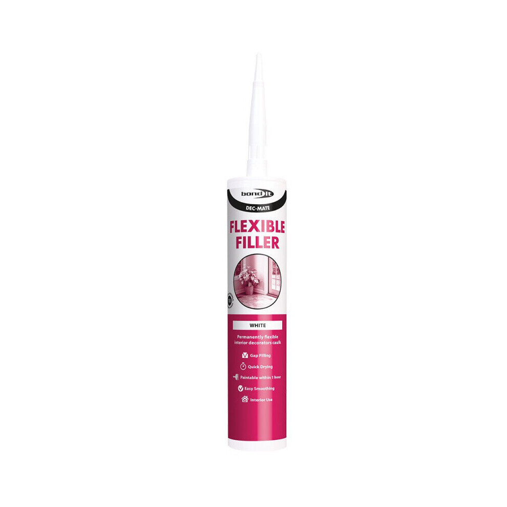 Bond It White Dec Mate Flexible Filler Decorators Caulk Water Based Sealant Wood 5060021361523