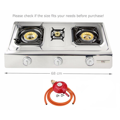 (Propane 37mbar Screw-on) Portable Gas Stove 3 Burner Cooker Camping NJ NGB-300
