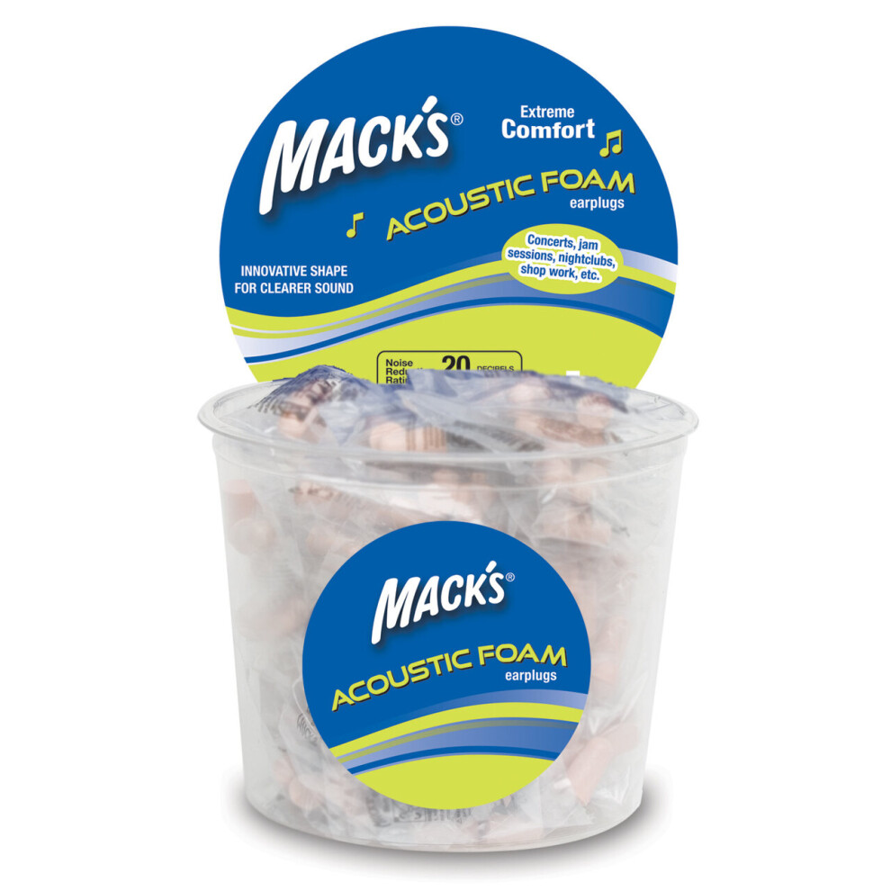 Mack's Acoustic Foam Ear Plugs (100 Pair) -Beige, Boxâ¦