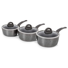Tower T81212BK Cerastone Graphite 3-Piece Saucepan Set - 18/20/22 cm with Non-Stick Coating, Soft-Touch Handles, Induction Base