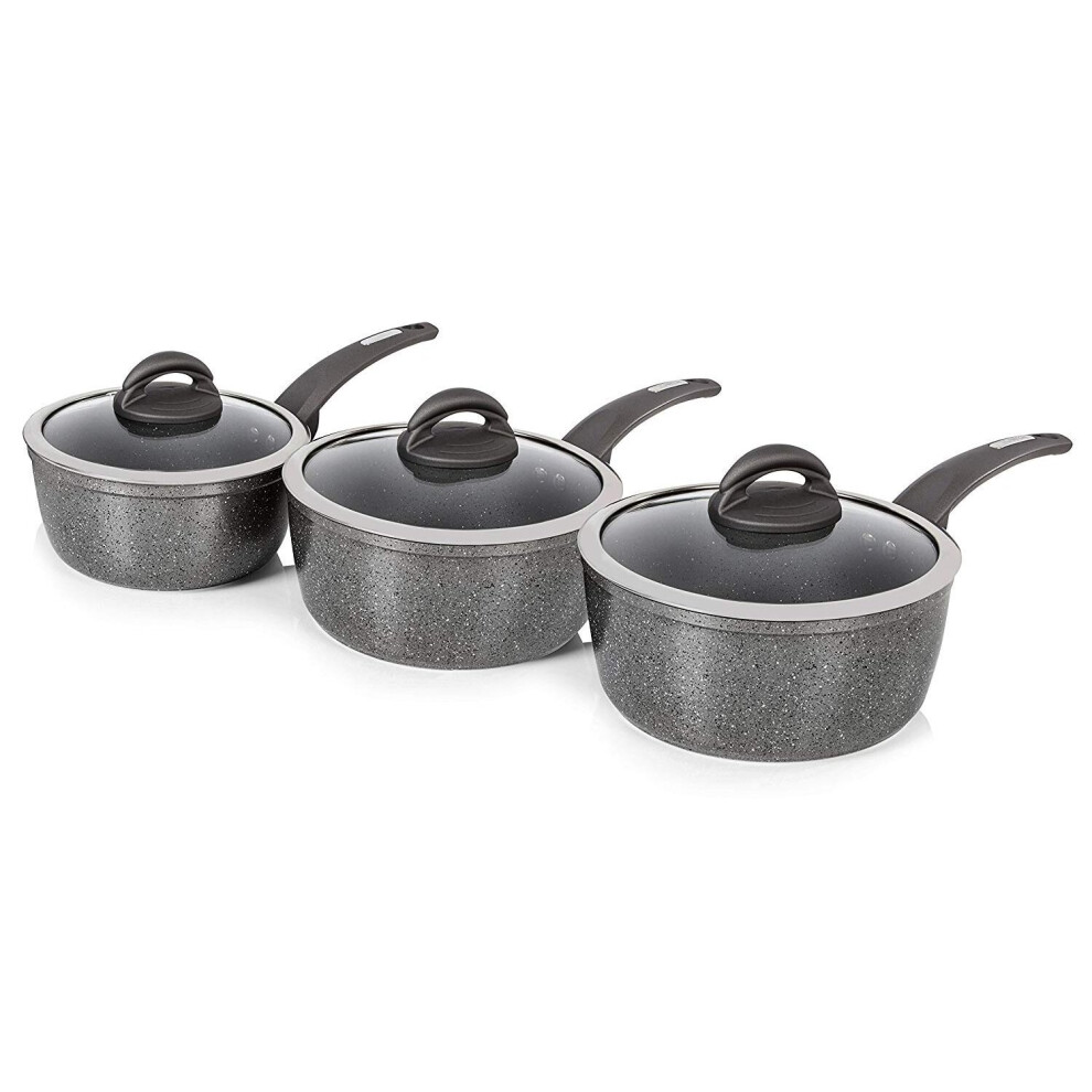 Tower T81212 Saucepan Set, Cerastone, Graphite, 3 Piece