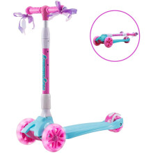 (Pink-blue) Royal Baby Foldable Children Scooter 3 wheels with spin flash light