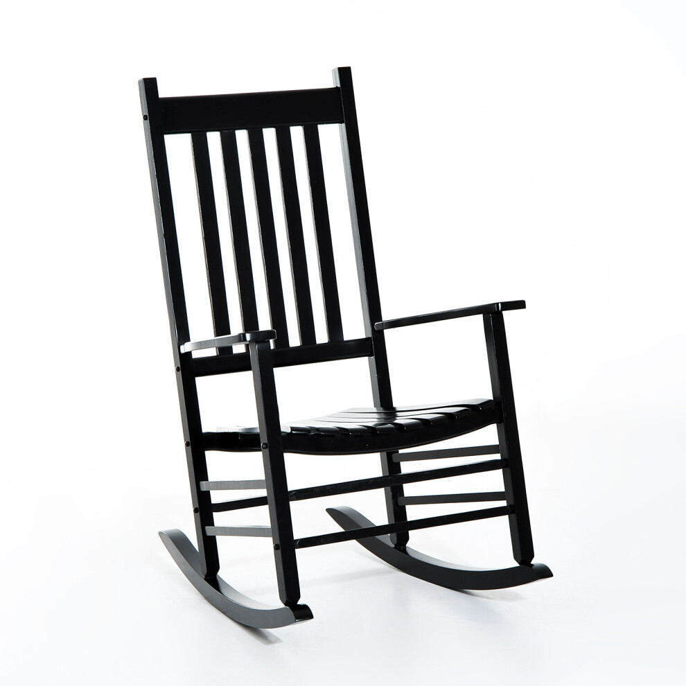 Outsunny Wooden Garden Rocking Chair Outdoor Furniture Deck Armchair Patio Swing