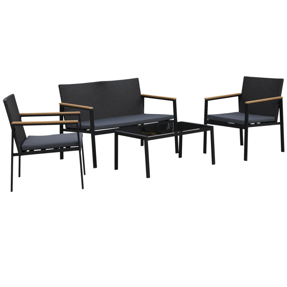4pc Outsunny Rattan Furniture Set | Outdoor Dining Set