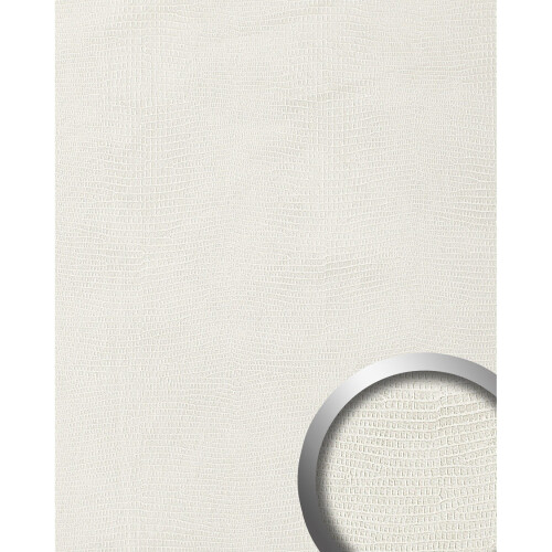 WallFace 15610 LEGUAN Wall panel leather self-adhesive decor white | 2.60 sqm