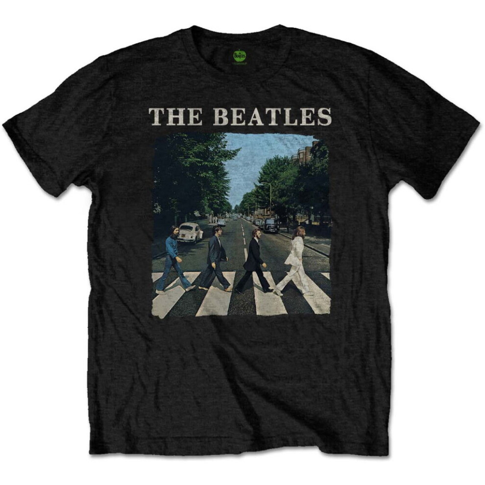 (Large) The Beatles 'Abbey Road & Logo' (Black) T-Shirt