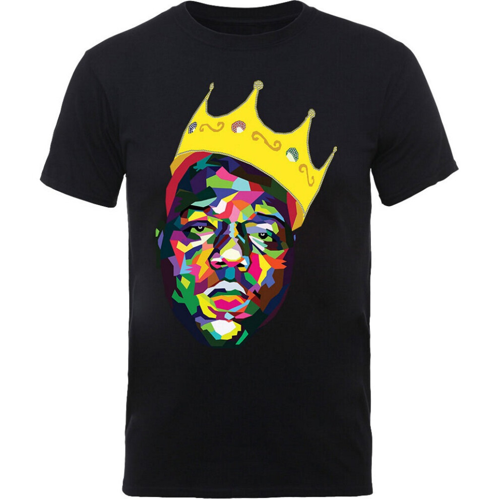 (XL) The Notorious B.I.G. 'Multicoloured Crowned Biggie' (Black) T-Shirt