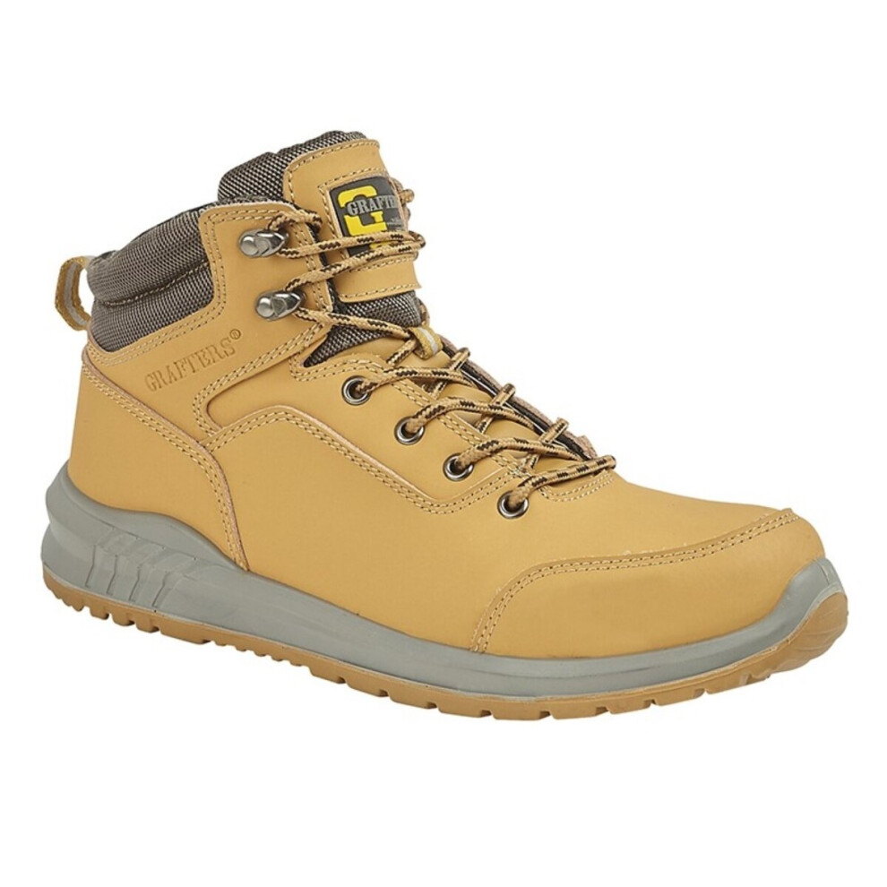 (6.5 Uk, Honey) Grafters Mens Action Nubuck Safety Ankle Boots 5059444443121