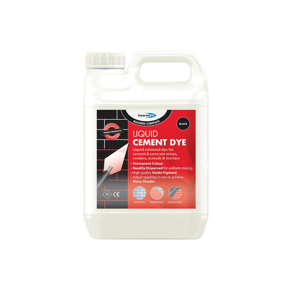 Bond It Bdh066 1 Litre Liquid Cement Dye Pigment Mortar Brick Colour Red Black 5060021369307