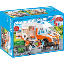 Playmobil 70049 City Life Ambulance with Lights and Sound 62PC Playset
