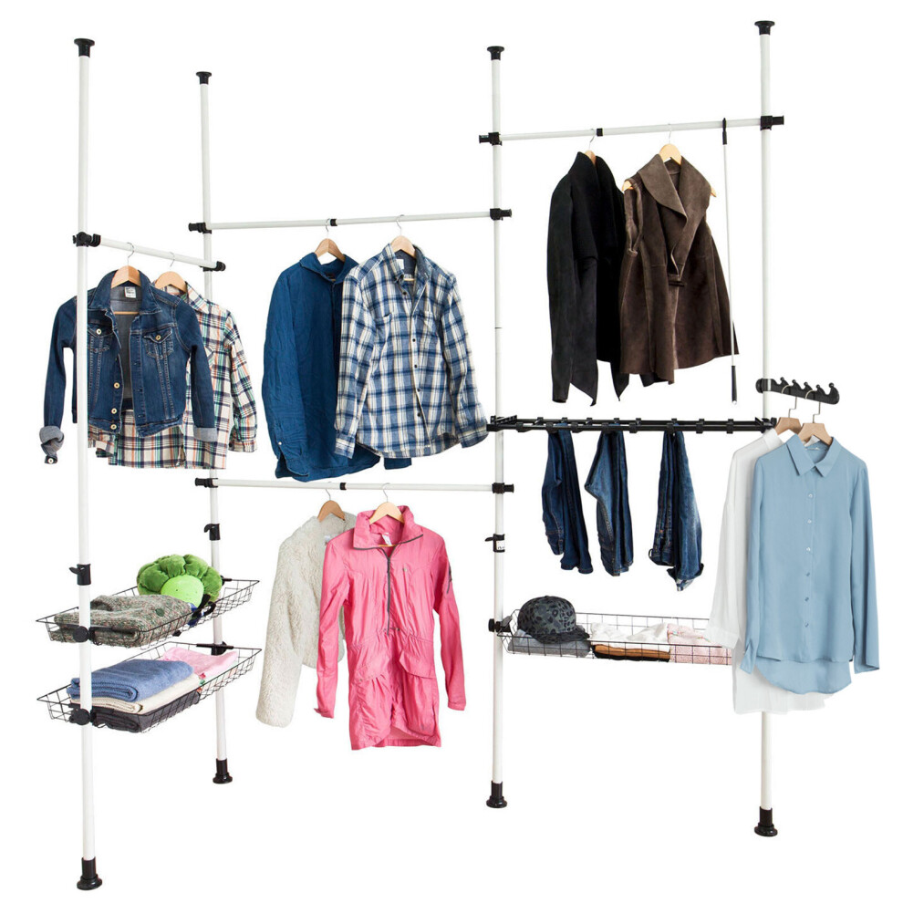 SoBuy® FRG38, Adjustable Hanging Rail Clothes Rack Wardrobe Organiser