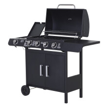 Outsunny Gas Barbecue | 4+1 BBQ Grill  With Storage & Side Table