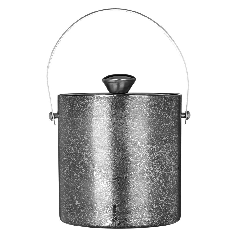 Premier Housewares Glitter Effect Ice Bucket With Lid Tough Durable Stainless Steel