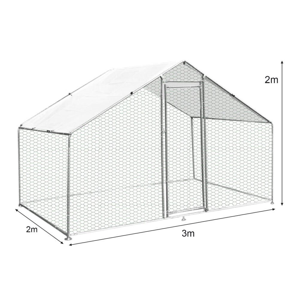 (3m x 8m x 2m) Chicken Run Cage Pen Walk In Chickens Hens Dogs Poultry Ducks Coop Enclosure