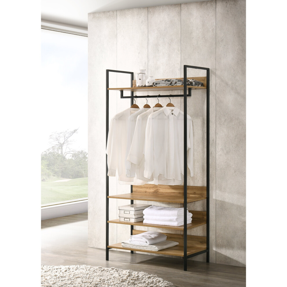 Zahra Bedroom Double Open Wardrobe 4 Shelves Furniture Storage Cupboard