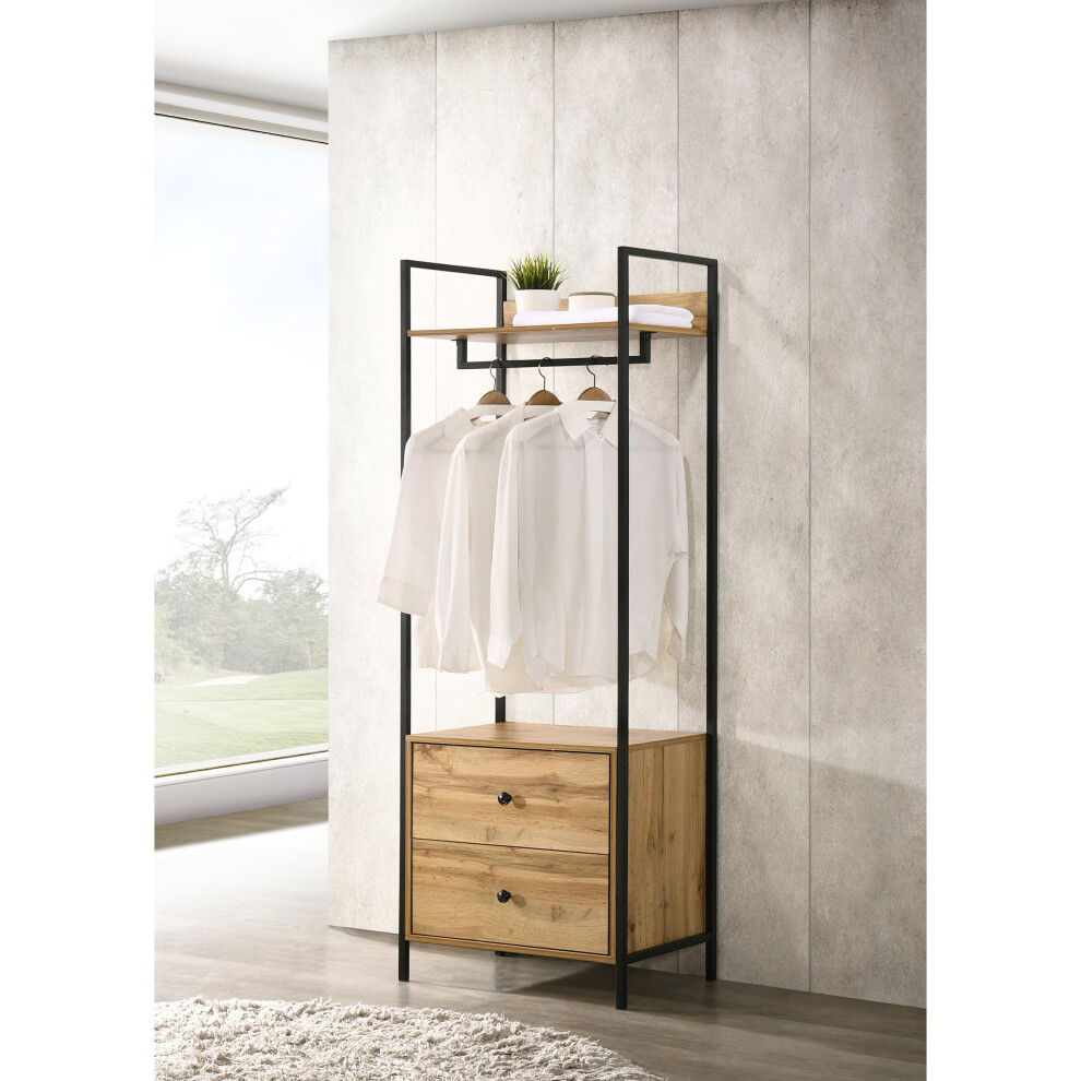 Zahra Bedroom Double Open Wardrobe 2 Drawers Furniture Storage Cupboard