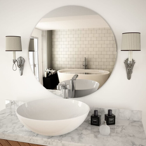 VidaXL vidaXL Large Round Glass Bathroom Wall Mirror - 70cm 1
