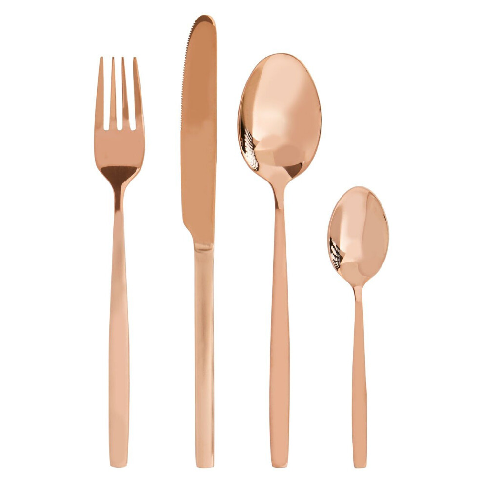 Avie 16 Pc Rose Gold Finish Cutlery Set