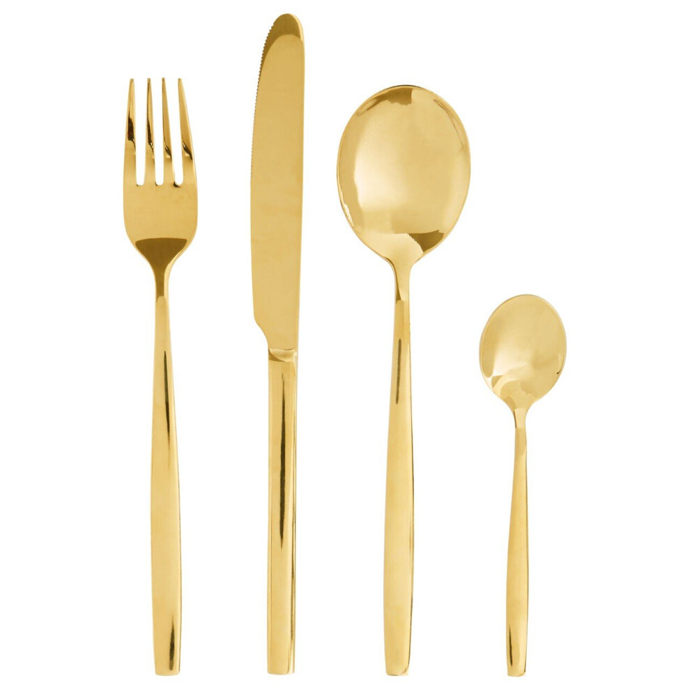 Avie 16 Pc Rose Gold Finish Cutlery Set