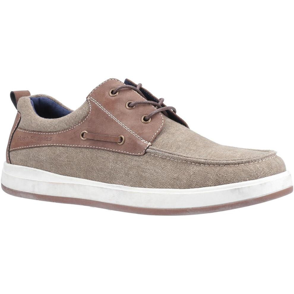 (6 UK, Khaki) Hush Puppies Mens Aiden Lace Up Boat Shoe