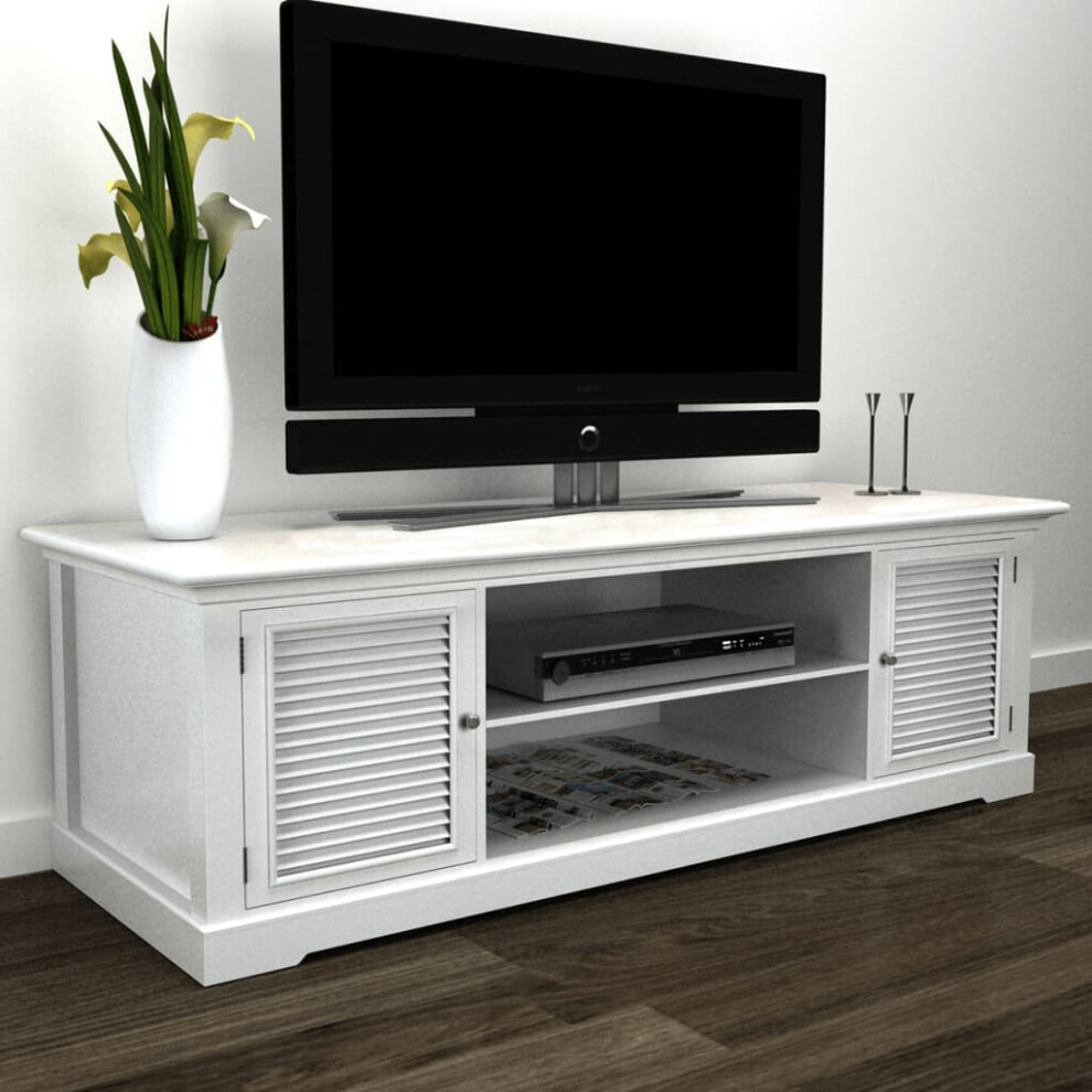 vidaXL Modern Large White Wooden TV Stand Cabinet Storage Entertainment Center