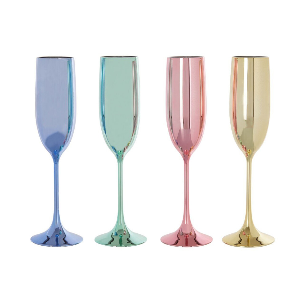 Mimo Set Of 4 Multicolour Champagne Glasses