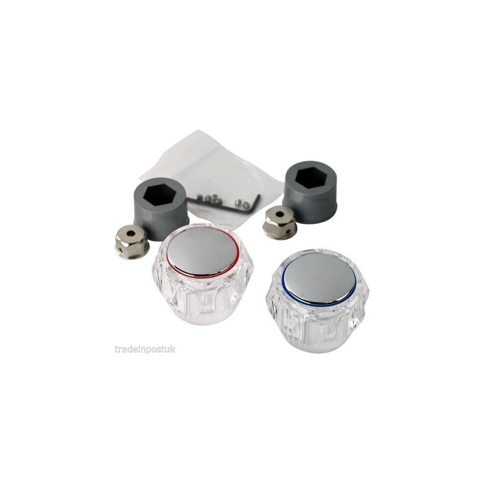 Universal acrylic tap head replacements, hot and cold caps