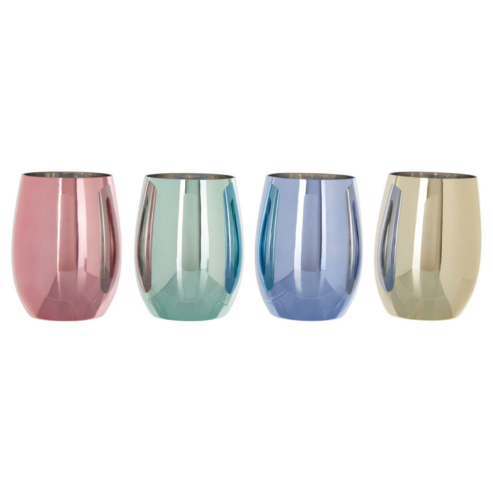 Premier Housewares Reflective Set Of 4 Assorted Colours Tumblers, Multi Coloured Rounded Botton, Vibrant Set Of Tumblers