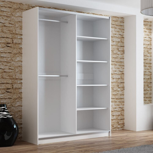 (White, 150 cm) Sliding door wardrobe with mirror VIGO on OnBuy