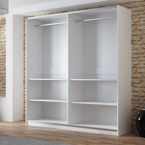 (White, 200 cm) Sliding door wardrobe with mirror VIGO on OnBuy