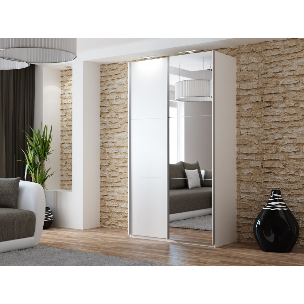 (White, 120 cm) Sliding door wardrobe with mirror VIGO