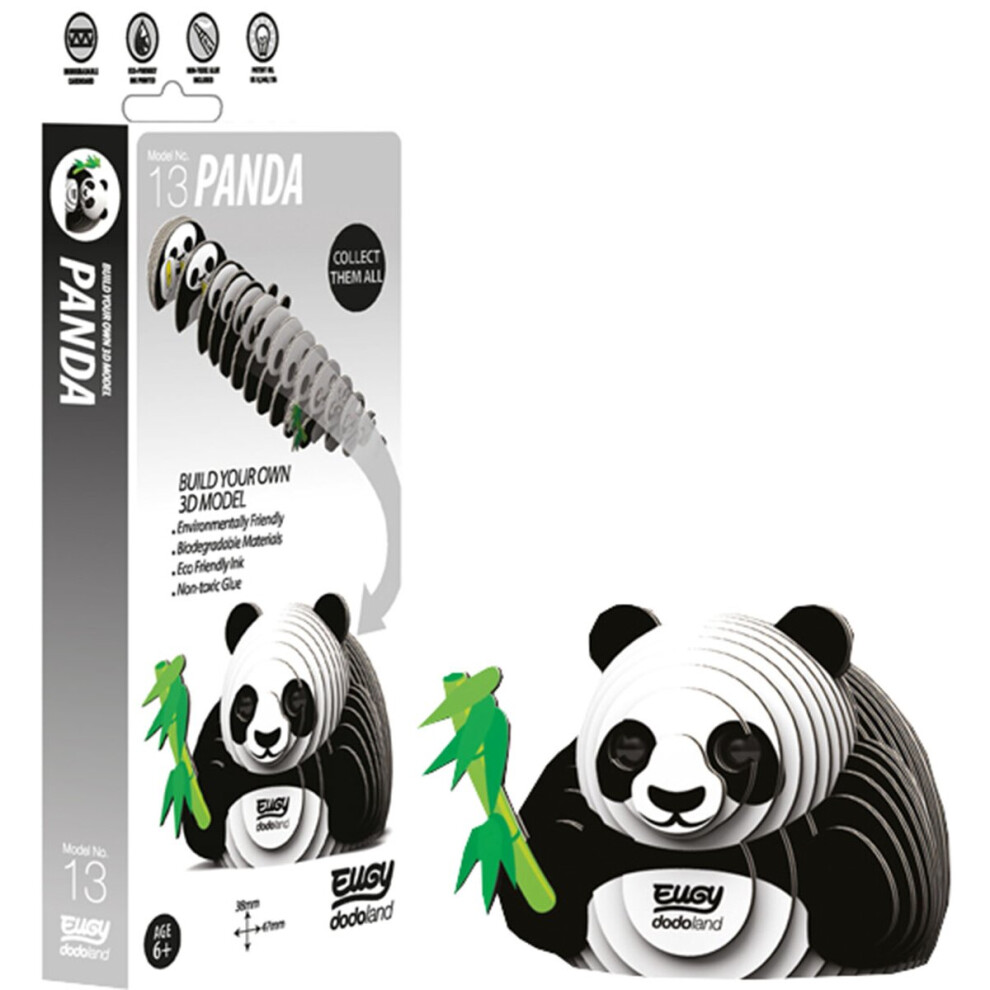 EUGY Panda Pack of 6 - 3D Craft Figures, Eco-friendly Biodegradable Card, Non-toxic Glue, Educational Facts | D5003-image-OPC-P5R9WFY-NEW