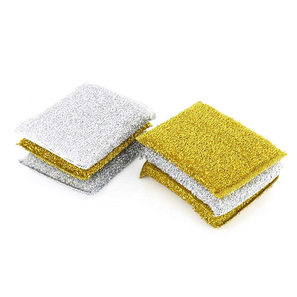 6 Metallic Scourers Scouring Pads Kitchen Cleaning Metal Sponge