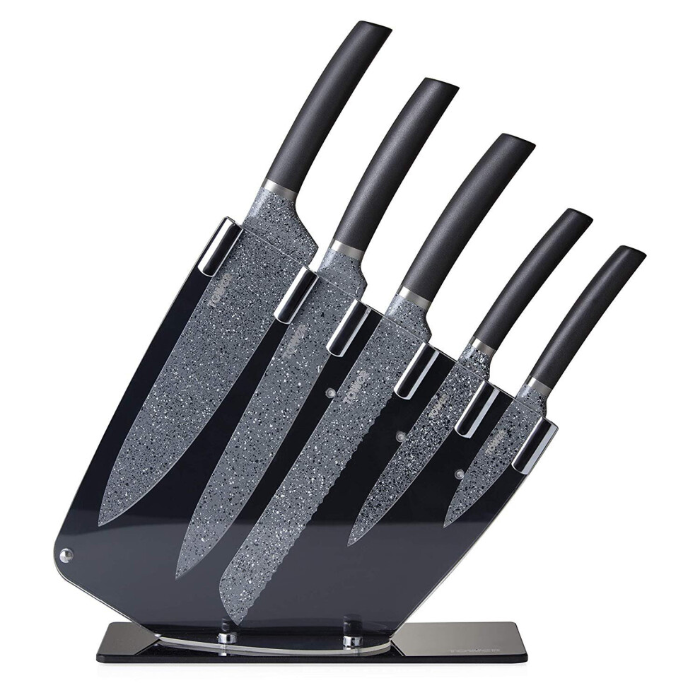 Tower T851001 Kitchen Knife Set with Acrylic Knife Block, 5 Piece