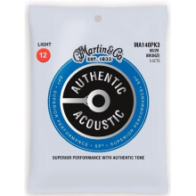 Corde per chitarra acustica Martin Authentic Superior Performance Light 12-54 80/20 Bronze, confezione da 3