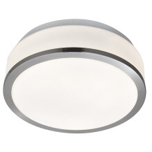 Searchlight 28cm Modern Silver White Glass Bathroom Flush Fitting Ceiling Light
