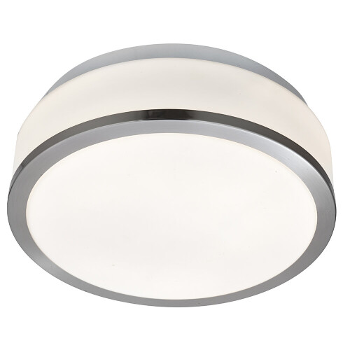 Searchlight Searchlight 28cm Modern Silver White Glass Bathroom Flush Fitting Ceiling Light