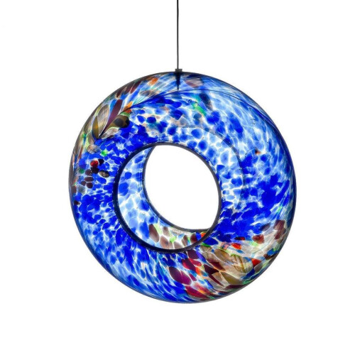 Sienna Glass Hanging Bird Feeder, Blue