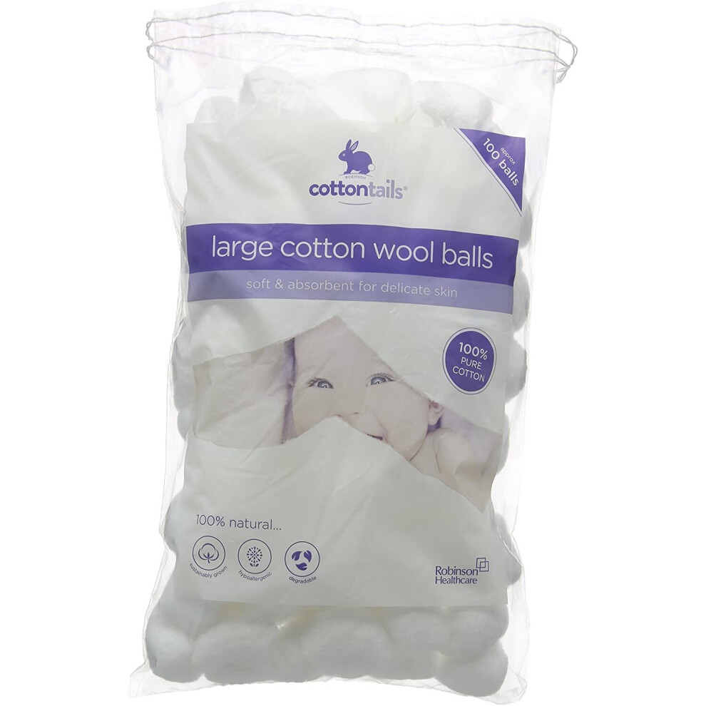 Cottontails Large Cotton Wool Balls - Pack Of 100