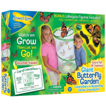 Giant Butterfly Garden ILP01070: Deluxe Caterpillar-to-Butterfly Growing Set with 45cm Viewing Cylinder & 4 Life Cycle Figurines