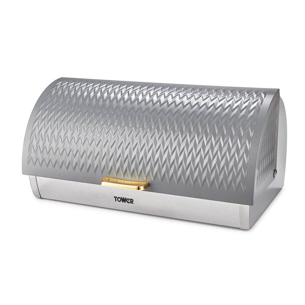 Tower T826090GRY Empire Bread Bin, Toll Top Bread Bin, Grey